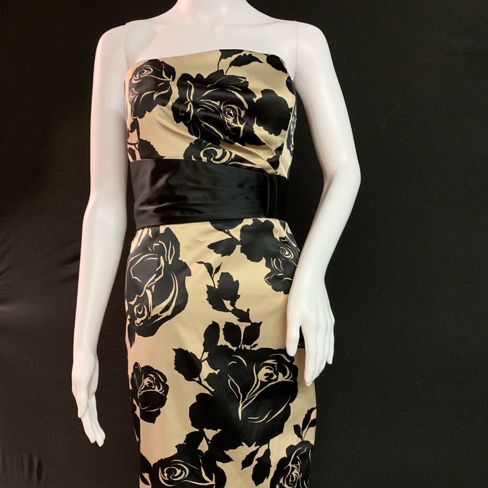 White and cream rose strapless dress size8